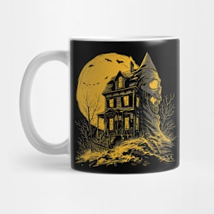 Vintage Halloween Scream Black and White Drawing Haunted House Retro Super Cool Best Gift Mug